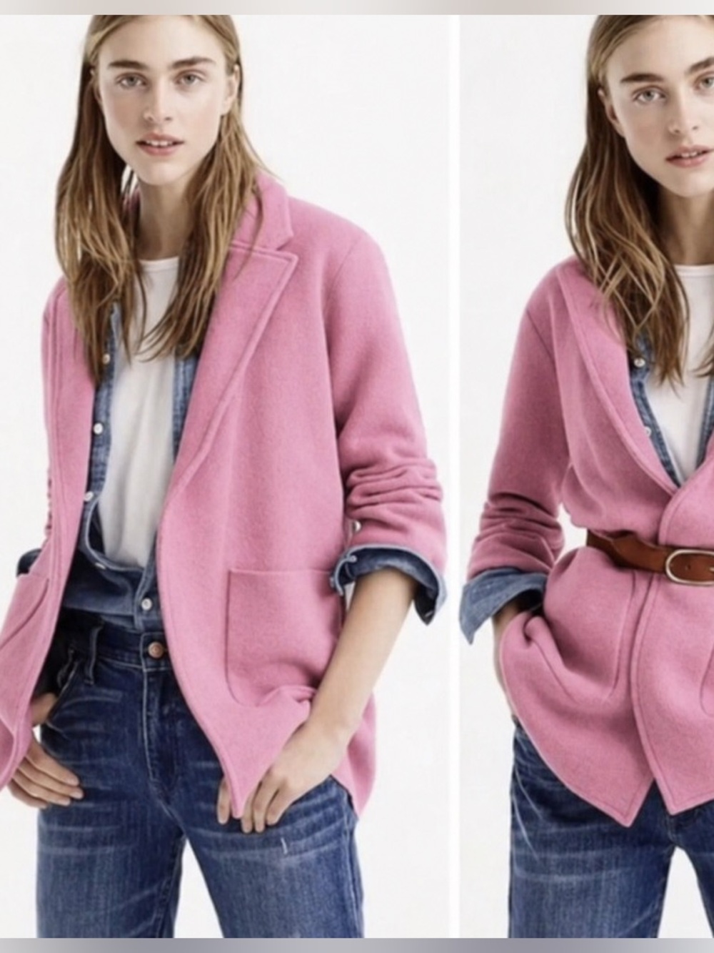 J.Crew Medium Pink Sophie Open Sweater Blazer – Wool Blend